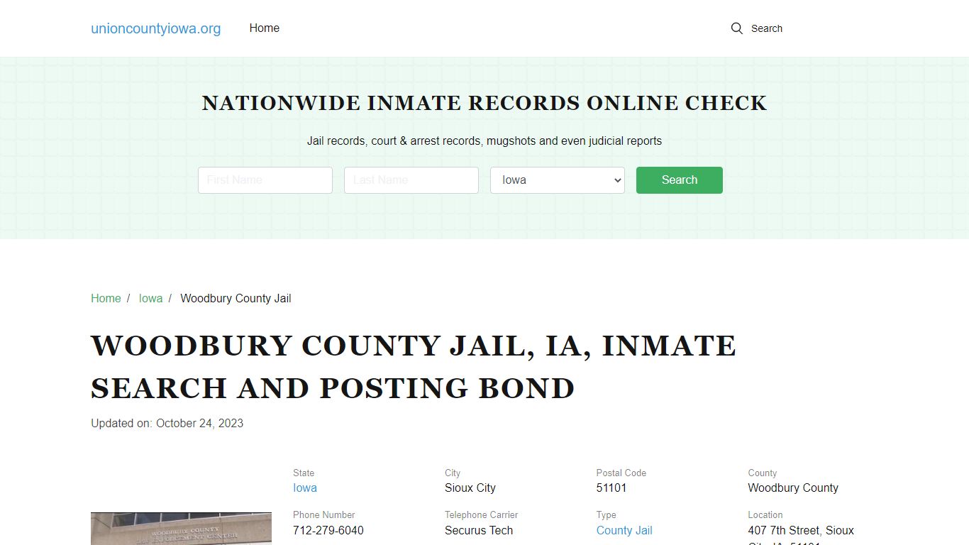 Woodbury County Jail, IA, Inmate Search, Visitations